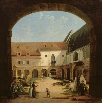 Der Klosterhof der Petits-Augustins in Paris, ca. 1818 von Etienne Bouhot